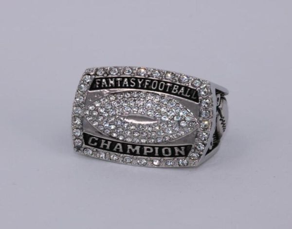 Année 2015 USA Taille 8 à 14 Factory Whole Silver Fantasy Footy Football Ring avec boîte d'affichage en bois pour les fans Coll3713579