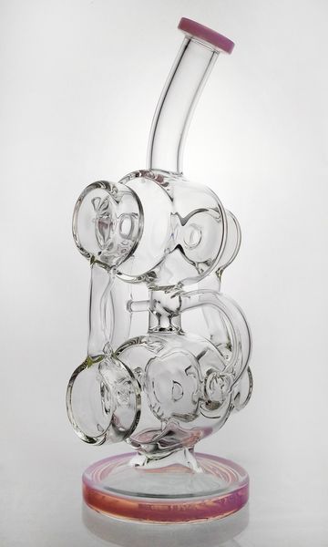 tubería de agua burbujeante vidrio pesado bong vidrio agua tubería de bong 14 mm reciclador bong 13 '' grande Perc bong para hierba seca grande