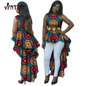 Mode Afrikaanse femme top mouwloze Afrika -stijl dame shirts met swing bloemen gedrukte casual Afrikaanse dames kleding wy145