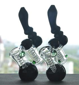 Pièce TRÈS unique de verre Pipes à fumer Recycler dab rig circulation de l'eau Bubbler noir naw super facile à nettoyer trop bleu