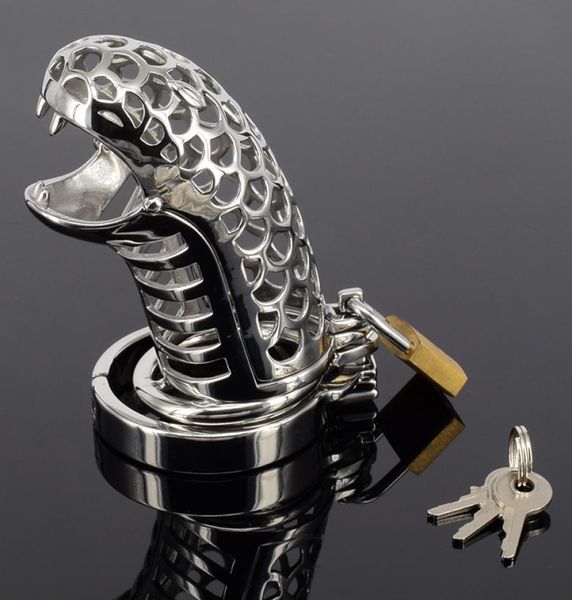 2016 BDSM Sex Toys Último diseño CAGE Snake Acero inoxidable Dispositivos de esclavitud de castidad masculina Catéter Evite la masturbación Evitar TH8722885