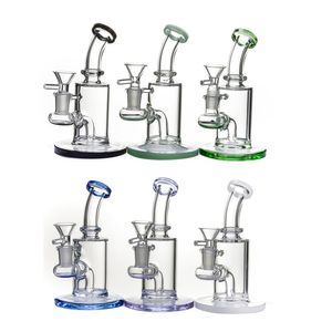 Mini Couleur Narguilés Verre Pipe À Eau 6 Pouces Free Bowl Bong Dab Rig Oil Rigs Pipes Perc Heady Fumer Bubbler Quartz Banger 1123