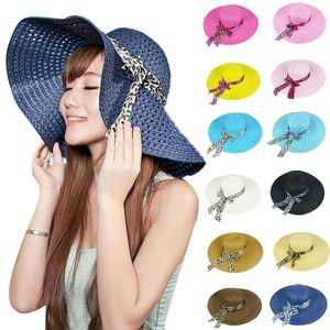 Nouveau chapeau de plage à grand bord, chapeau de paille solaire pour femmes, casquettes d'été percées pliables, 17 couleurs disponibles, 20 pièces/lot