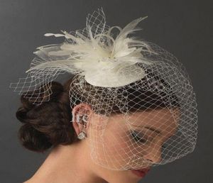 2016 Birdcage Veil Wedding Bridal Veil Feather perle Veil Veil blanc Ivory ZJ146 Brial Veil for Bride7513258