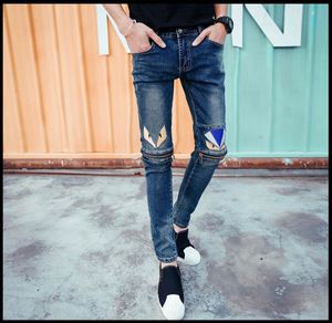 2016 Marque Jeans pour Hommes Mode Zipper décoration Skinny Fit Jeans Pour Homme, Distressed Mode Hommes Denim Pantalon Plus