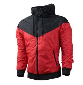 nueva chaqueta de los hombres de alta calidad ropa deportiva windrunnermo Hombres deportes impermeables con capucha abrigos rojo