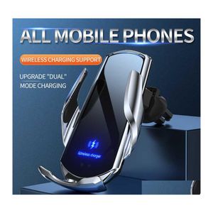 2016 autolader MATIC 15W QI Wireless voor telefoon 13 12 XS XR X 8 S20 S10 Magnetische USB Infrared Sensor Holder Mount Drop Delivery Mobiles DH5C2