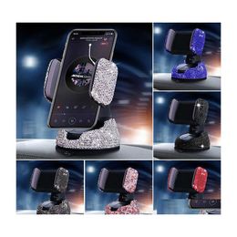 2016 Car Holder Diamond Bling Cell Phone Girl Crystal Mount Fit Mobile Interior Accesorios para mujeres Drop Delivery Mobiles Motocicletas E Dhhqz