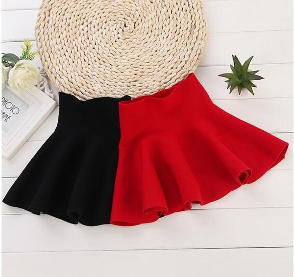 2016 Enfants Girl Taille Jupe Jupe Enfant Laine Knit Jupe Rouge Noir Jupe Tutu Jupe Tutu Pettiskirt Tutu Jupe Tutu Enfants Vestiles Infantil