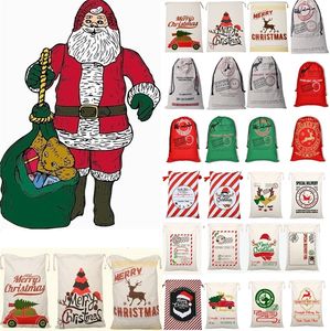 HomeChristmas Decoraties Grote canvas monogrammable Santa Claus Trektas met rendieren, monogramabele Kerstzakken Geschenken Sack Bags4549