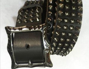 2016 Cinturon Heavy Metal Rivet 100 véritable cuir Punk ceintures hommes HipHop Cowboy moto Rock hommes ceinture tout neuf BT007s308503257