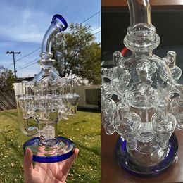 Hoge kwaliteit Octopus 8 Arms Glazen Bongs Matrix Perc Recycler Dab Oil Rigs Glas Unieke Bongs Waterpijpen Oil Dab Rigs Met 14mm Joint