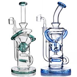 11.3 inch waterpijphoogte donkergroen paars Fab Egg Recyler DAB Rigs Glas Water Bongs Shisha Heady Roken 14.4 mm