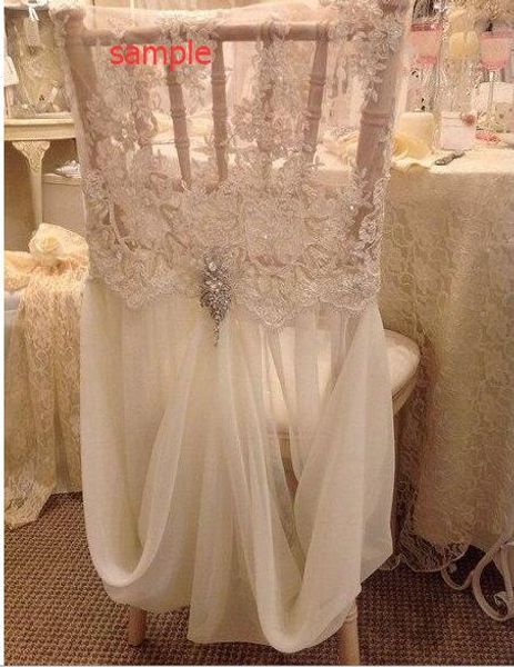 2016 Custom Made Mousseline De Soie Dentelle Paillettes Cristaux Romantique Belle Chaise Sur Mesure Ceintures pour Mariage ou Fête