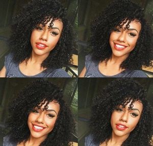 2021 Dichtheid Lijmloze Pruiken Braziliaanse Afro Kinky Krullend Menselijk Haar Zijde Top Volledige kant met natuurlijke haarlijn voor zwarte vrouwen