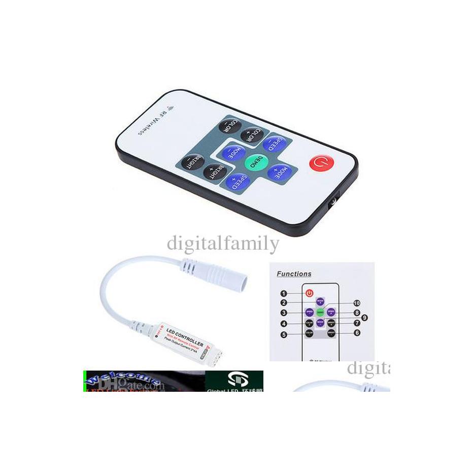2016 Dimmers Mini Wireless RF RGBコントローラー3528 5050 LEDストリップライトDC524ドロップ配信ライト照明アクセサリーDHFFT