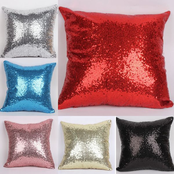 2016 mode brillant paillettes taie d'oreiller fermeture éclair taie d'oreiller maison jeter taies d'oreiller 7 couleurs hypnotisé taies d'oreiller maison canapé housse de coussin