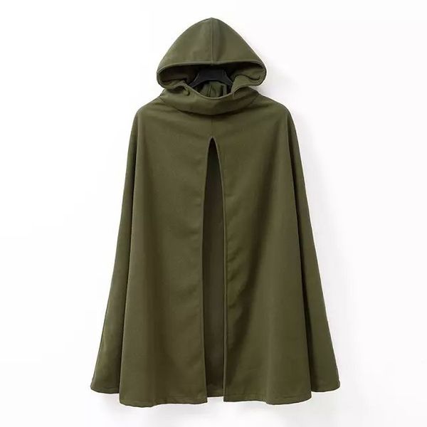 Mode Capuche Cape Manteau Poncho Veste Femmes Automne Hiver Survêtement Manteau Lâche Amry Vert Couleur Casacos Femininos