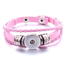 Mode bedekte knoplagen geweven diy Noosa bedelarmband armband past 12 mm snap knoop sieraden 14 kleuren