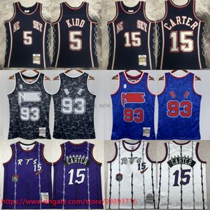 Gedrukte klassieke retro 2006-07 Basketbal 15 Vince Carter Jersey Vintage Navy Blue 5 Jason Kidd Jerseys Shirts 1993 Black 93 Ba Pe White Purple 1998-99