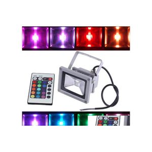 2016 Floodlights 10W Outdoor RGB LED Flood Light Waterdichte IP66 -lamp met 24 belangrijke afstandsbediening AC 110240V energiebesparing Drop levering L DHWNA