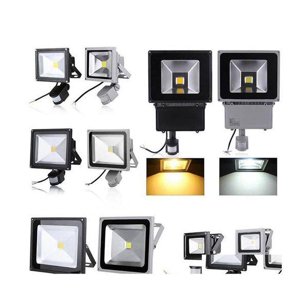 2016 Projecteurs Pir Capteur de mouvement infrarouge Led Projecteur 110265V 10W 20W 30W 50W Cob Ip65 Projecteur pour projecteur de jardin Goutte extérieure Dhtfx