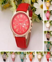 2016 Geneva Watches Roman Numerals Sports Watch Sports Faux Leather Quartz Exquisito Muñeco para relojes Automatic Fashion Women5449278