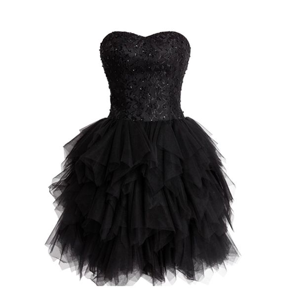 Magnifique robe douce 16 robes de soirée noires perles paillettes haut en dentelle jupe bouffante à volants corset à lacets dos sans bretelles chérie