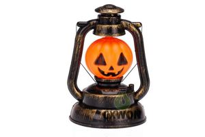 2016 decoración de Halloween juguetes de truco Mini luz de linterna de calabaza con sonido lámpara de mano de bruja fantasma fuente de alimentación de batería para regalo de niños