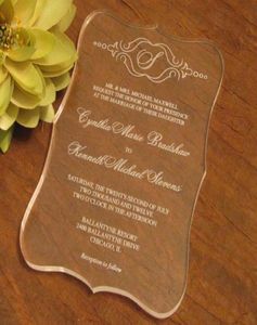 2016 Tarjeta de invitaciones de boda transparente acrílica de alta calidad invitaciones de boda invitaciones de acrílico invitaciones de boda 2683278