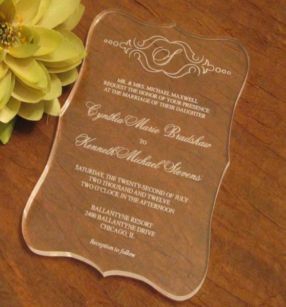 2016 haute qualité acrylique clair invitations de mariage carte invitations de mariage invitations acryliques invitations de mariage 2184265