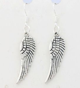 Angel Wing Dangle Chandelier Pendientes 925 Silver Fish Ear Hook 40 par / lote E084 46.5x9.2mm