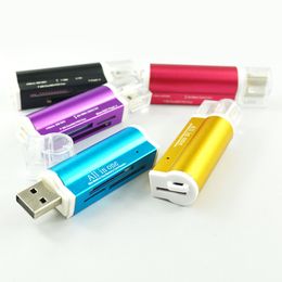 2016 Hot Alles in één USB-kaartlezer Multi-functie Lichter Vorm USB 2.0 Micro SD TF MMC SDHC MS MEMORY CARD lezer gratis verzending