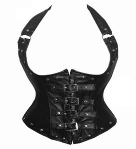 2016 Hot Koop Sexy Vrouwen Steampunk Kunstleer Cupless Corset Klinknagel Jarretel Taille Cincher Bustier8647075