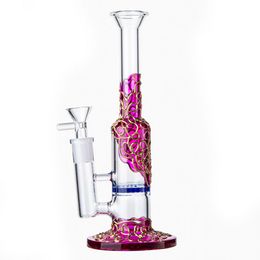 9 inch Heady Glazen Bongs Waterleidingen Rechte Buis Waterpijpen Beecomb Perc Glazen Water Bongs Ice Pinch Olie Dab Rigs 14mm Vrouwelijke Joint Groen Blauw Met Kom