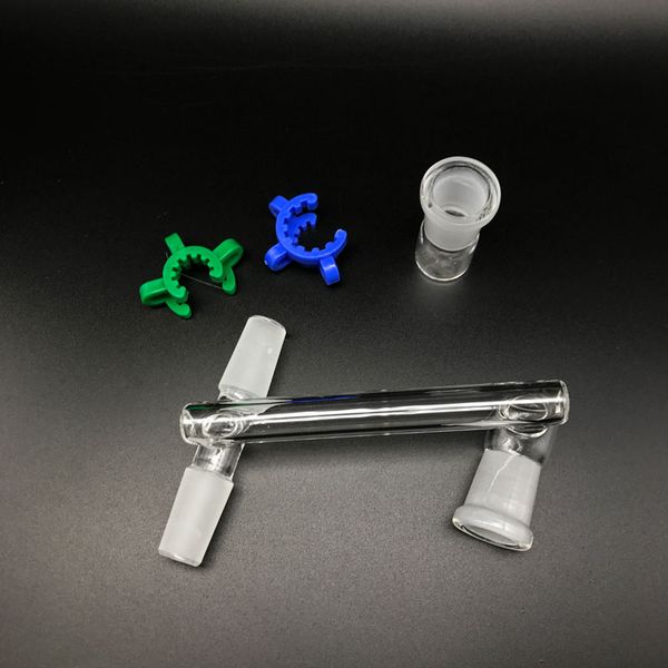 Accessoires Joints Adaptateur de descente en verre avec récupérateur et 2pcs Keck Clip 14mm 18mm Femelle Mâle Verre Dropdown Pour Conduites D'eau En Verre