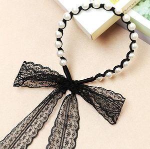 11838 Korean Fashion School Student Big Girl Pearls Lace Hair Clasp Sticks Kids Hairband Princess Child Dance Performance Haaraccessoires