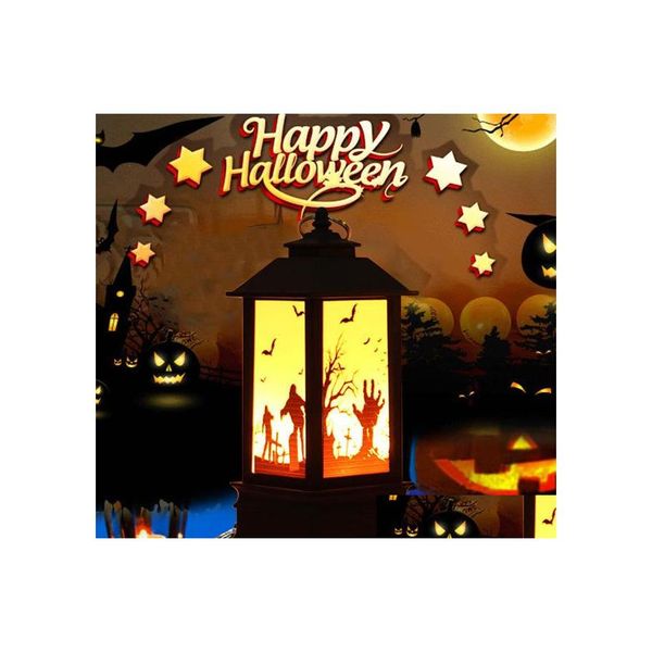 2016 Lanternes Halloween Citrouilles / Sorcière / Main Fantôme / Squelette LED Lumières Flamme Artificielle Lumière Petite Lampe À Huile Fournitures De Fête Décor Drop Del Dhdtn