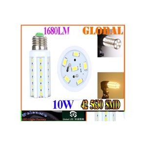 2016 Ampoules LED 10X E27 Lumière Lampe De Maïs 10W Bb E14 B22 5630 Smd 42 Leds 1680Lm Chaud Blanc Froid Maison Lumières Bbs 110V 130V 220V Drop Deliver Dhyv0