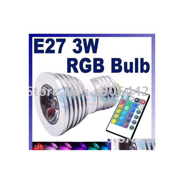 2016 Ampoules LED Marque 3W RVB Spotlight E27 E14 Gu10 Télécommande 16 Couleurs Flash Spot Light Bb Lampe Drop Livraison Lumières Éclairage Bbs Dhyz9