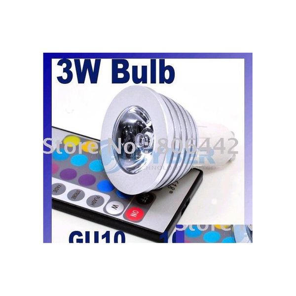 2016 ampoule LED en gros 3W Gu10 E14 E27 Mr16 Rgb Addir télécommande Bb lumière Via livraison directe lumières éclairage Bbs Dh0Pd