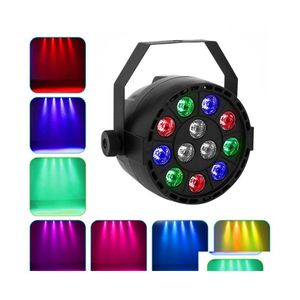 2016 LED -effecten 12 LED's RGB Color Mixing Par Lamp 8ch Voice Activated Stage Light Flat voor DJ Wedding Party Holiday Projector Drop deliv DHCJF