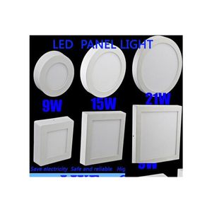 2016 Led Panel Lights Dimmable 9W 15W 21W Rond / Carré Lumière Monté En Surface Downlight Éclairage Plafond Projecteur Pilotes Drop Delivery Dh6Kw