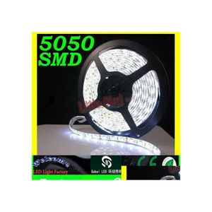 2016 Bandes Led 50M 50 Mètres Chaud Pur / Blanc Froid 5M Étanche 5050 Bande Smd 300 Leds Bleu Rouge Jaune Vert Drop Delivery Lights Light Dhnok