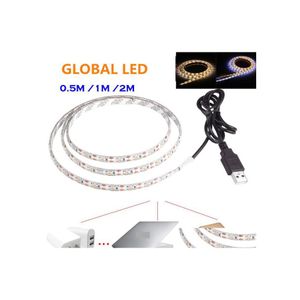 2016 LED -strips Flexibel 5V USB Strip Lichtlamp SMD3528 50 cm 1m 2m Kerstverlichting TV Achtergrondverlichting Drop levering Vakantie DHSZ5