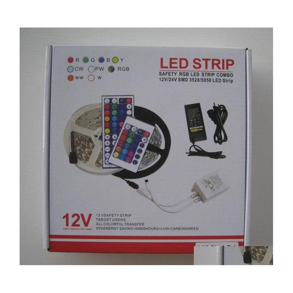 2016 Led Strips Strip Light Rgb 5M 5050 Smd 300Led Imperméable Ip65 Ajouter 44Key Controller 5A Alimentation Avec EU Au Us Uk Plug Christmas G Dhuzt