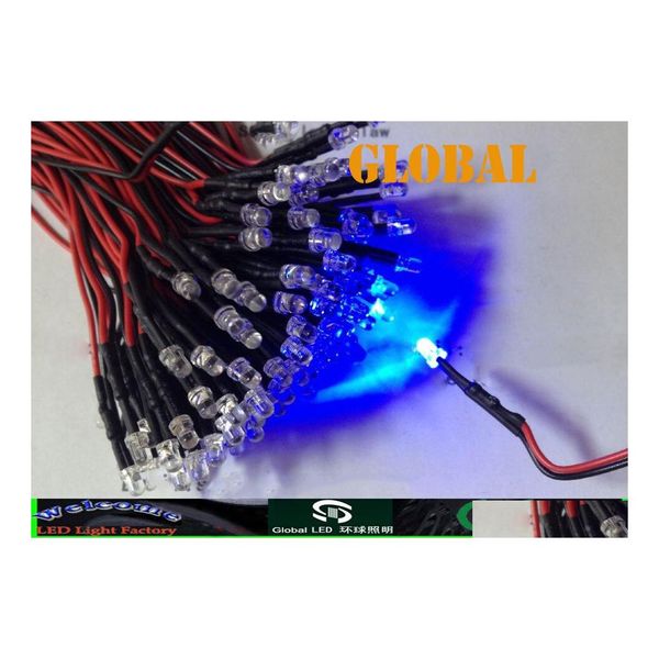 2016 Light Beads 100 piezas 12V Super Bright Leds M 5Mm Precableado Color constante Intermitente único Titulares negros Mticolor Drop Delivery Light Dh3Bn