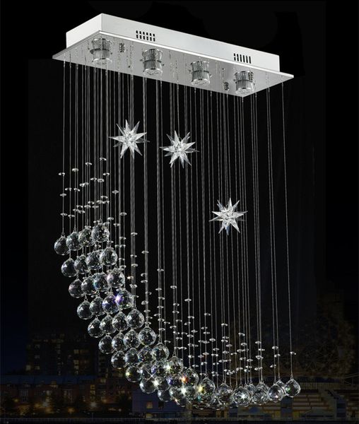 Candelabro de gota de lluvia de cristal moderno contemporáneo, iluminación de montaje empotrado, accesorios de baño de techo Led, lámpara colgante para salón comedor L.23.5