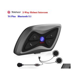 2016 Motorfiets Intercom 1PCS/Set TeleHeer T6 Plus Bluetooth -headset helm 1500m InterComunicador Moto RealTime voor 2 renners waterdicht DH0IH