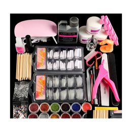 2016 Nail Art Kits Acryl Kit met UV LED LAMP FL MANICURE SET Tools Poeder Liquide Glitter All voor drop -levering Health Beauty Dhmg6